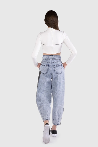 Gizia High Waist Stone Embroidered Jean Blue Trousers. 1