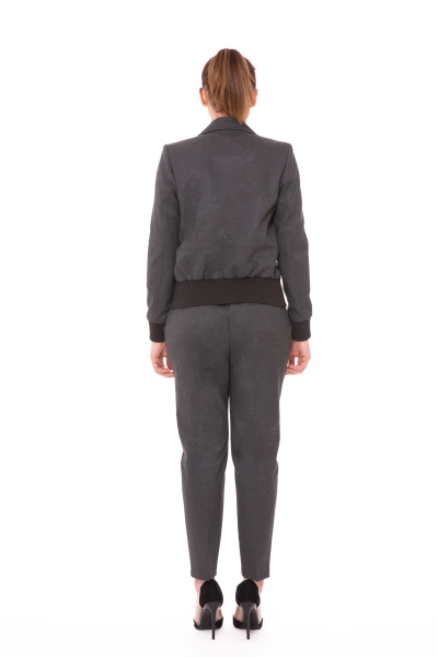 Gizia Knitwear Collar Bomber Gray Woman Suit. 2