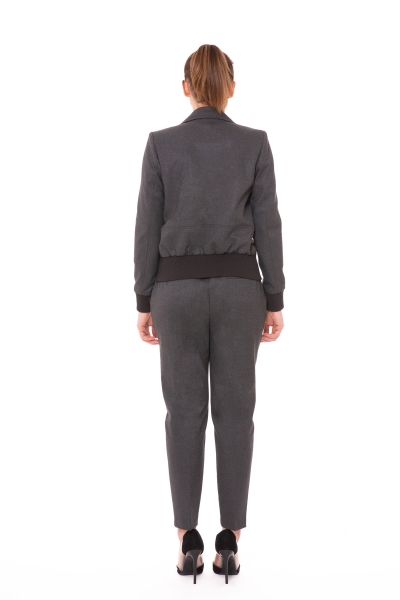 Gizia Knitwear Collar Bomber Gray Woman Suit. 2 Gizia Knitwear Collar Bomber Gray Woman Suit. 2