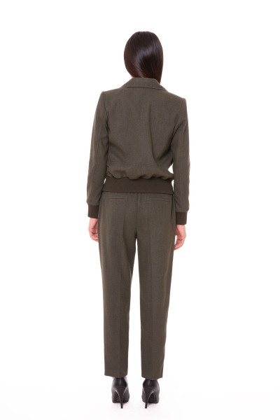 Gizia Knitwear Collar Bomber Khaki Woman Suit. 1