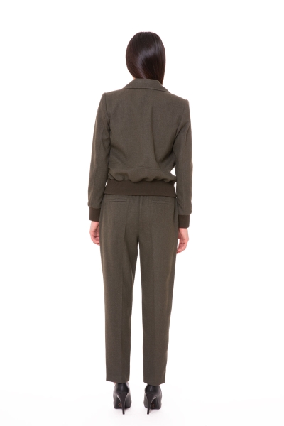 Gizia Knitwear Collar Bomber Khaki Woman Suit. 1 Gizia Knitwear Collar Bomber Khaki Woman Suit. 1