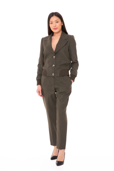 Gizia Knitwear Collar Bomber Khaki Woman Suit. 3