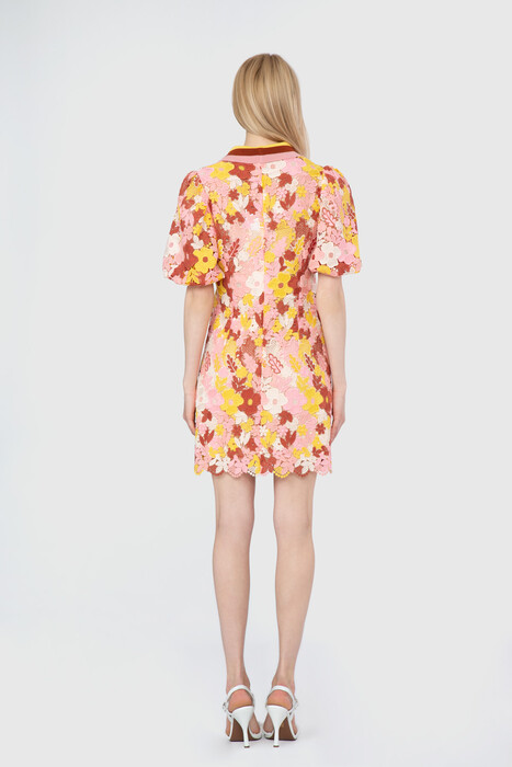 Gizia Knitwear Collar Straight Form Mini Pink Dress. 4