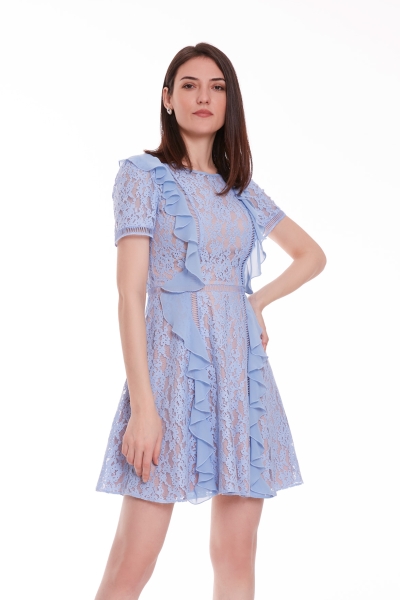 Gizia Lace Chiffon Garnish Blue Dress. 2