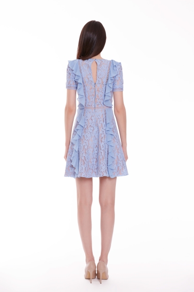 Gizia Lace Chiffon Garnish Blue Dress. 3