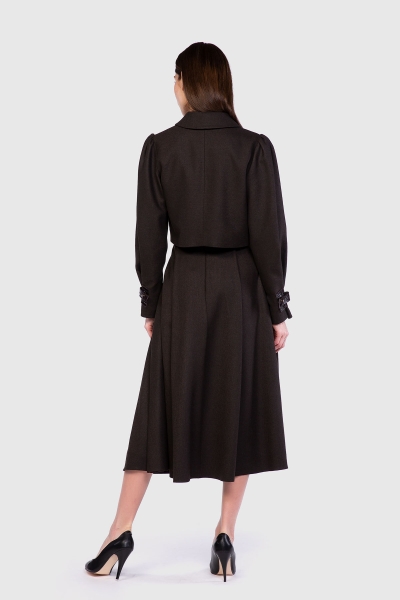 Gizia Leather Buckle Detail Ankle Length Voluminous Black Skirt. 1