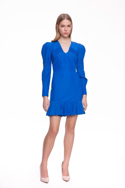 Gizia Long Sleeve Sax Mini Dress. 1