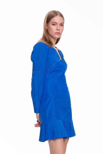Gizia Long Sleeve Sax Mini Dress. 2