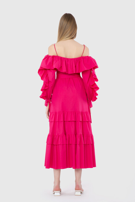 Gizia Low Sleeve Rope Strap Midi Pink Dress. 2