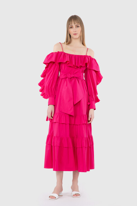 Gizia Low Sleeve Rope Strap Midi Pink Dress. 3