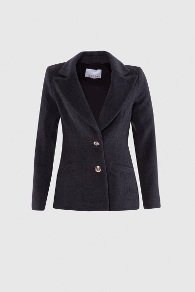Gizia Metal Button Cachet Fabric Anthracite Blazer Jacket. 1 Gizia Metal Button Cachet Fabric Anthracite Blazer Jacket. 1