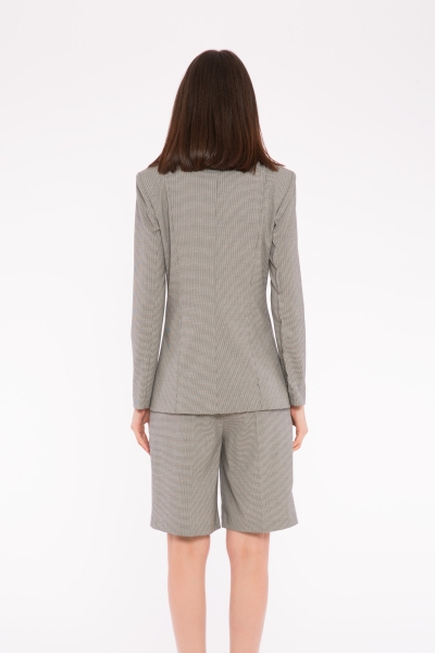 Gizia Mini Gingham Thin Piping Detailed Shorts Black Woman Suit. 3 Gizia Mini Gingham Thin Piping Detailed Shorts Black Woman Suit. 3