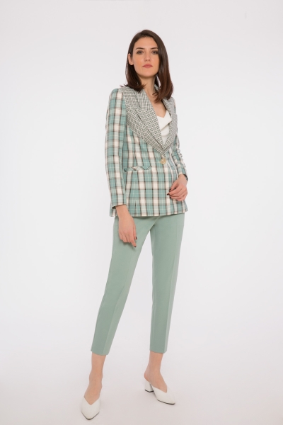 Gizia Mini Gingham Thin Piping Detailed Shorts Mint Woman Suit. 1 Gizia Mini Gingham Thin Piping Detailed Shorts Mint Woman Suit. 1