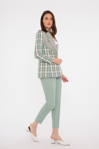 Gizia Mini Gingham Thin Piping Detailed Shorts Mint Woman Suit. 2 Gizia Mini Gingham Thin Piping Detailed Shorts Mint Woman Suit. 2