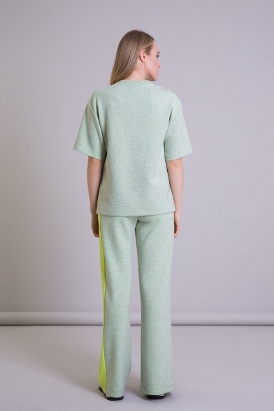 Gizia Neon Detailed Slit Green Palazzo Trousers. 2
