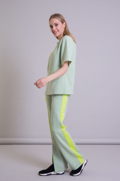 Gizia Neon Detailed Slit Green Palazzo Trousers. 4