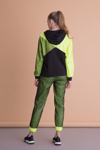 Gizia Neon Garnish Hooded Black Sports Sweatshirt. 3