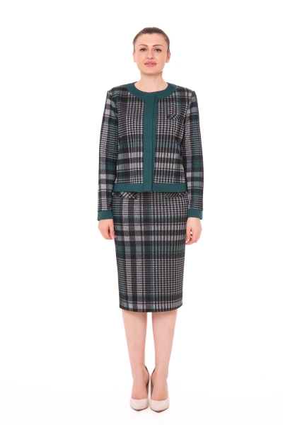 Gizia Plaid Knitted Contrast Green Triple Woman Suit. 1