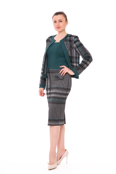 Gizia Plaid Knitted Contrast Green Triple Woman Suit. 2