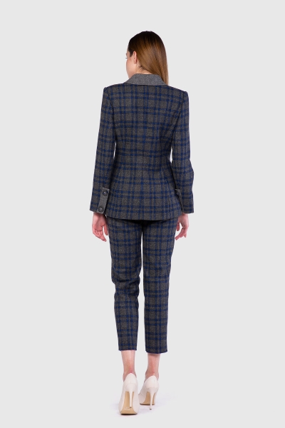 Gizia Plaid Wool Fabric Anthracite Blazer Jacket. 3