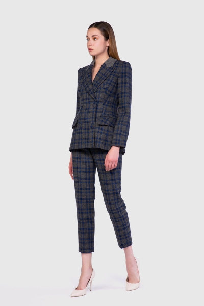 Gizia Plaid Wool Fabric Anthracite Blazer Jacket. 2