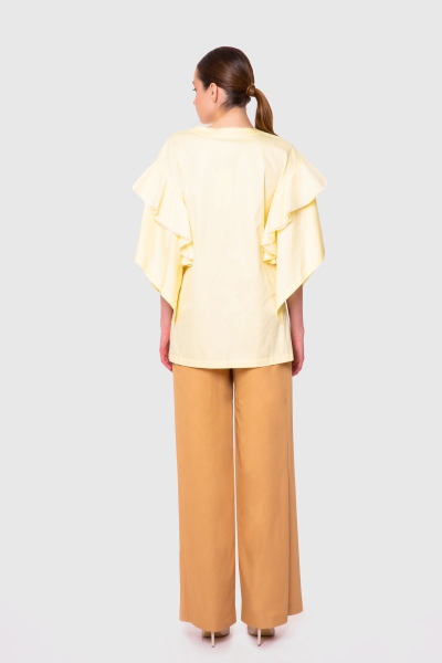 Gizia Pleated Wide Leg Camel Trousers. 3