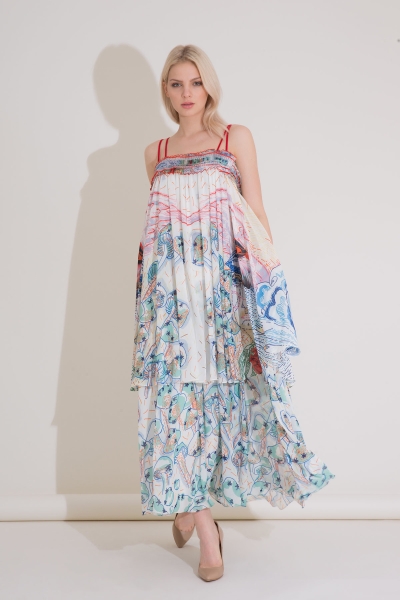 Gizia Print Detailed 2 Layer Maxi Length Dress. 3