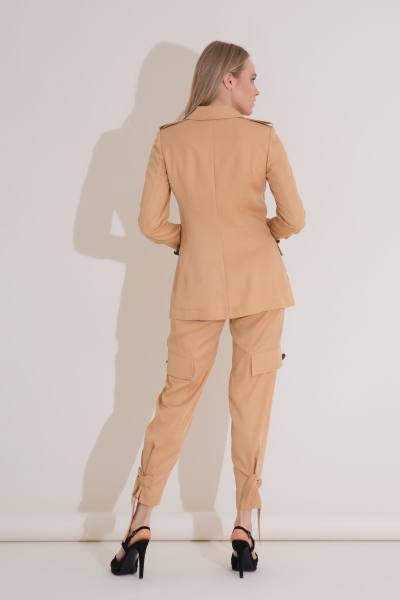 Gizia Safari Style Leather Button Belted Blazer Jacket. 3 Gizia Safari Style Leather Button Belted Blazer Jacket. 3