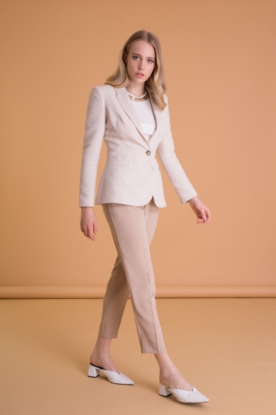 Gizia Single Button Beige Blazer Fabric Jacket. 3