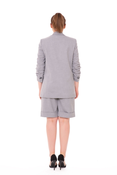 Gizia Single Button Sleeve Detailed Shorts Gray Suit. 1