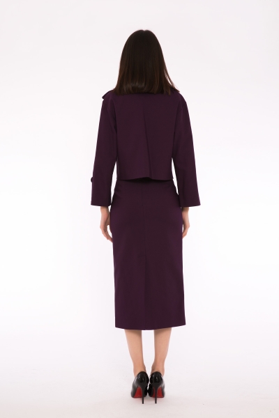 Gizia Slit And Button Patterned Blazer Plum Jacket. 1