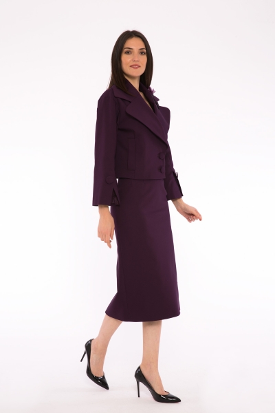 Gizia Slit And Button Patterned Blazer Plum Jacket. 2