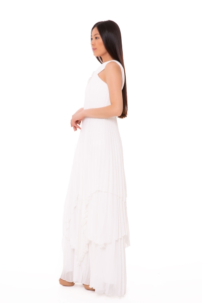 Gizia فستان طويل أبيض مطرز بالحجر. 2