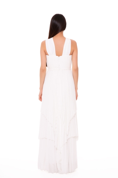 Gizia فستان طويل أبيض مطرز بالحجر. 1