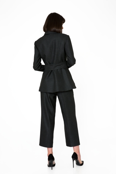 Gizia Stripe Detailed Long Bermuda Black Trousers. 1