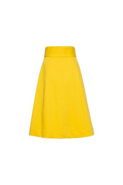 Gizia Tropical Patterned Yellow Flared Skirt. 1