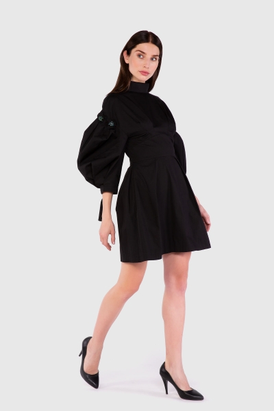 Gizia Voluminous Sleeve Mini Black Dress. 2 Gizia Voluminous Sleeve Mini Black Dress. 2