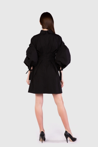 Gizia Voluminous Sleeve Mini Black Dress. 3