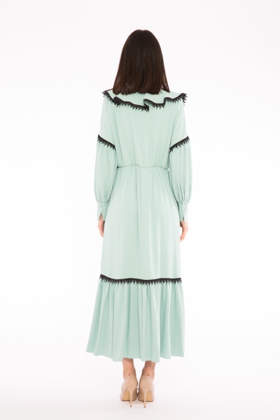 Gizia Water Green Pleated Long Dress. 3