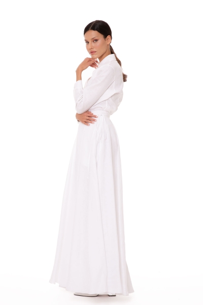 Gizia White Linen Long Skirt. 3