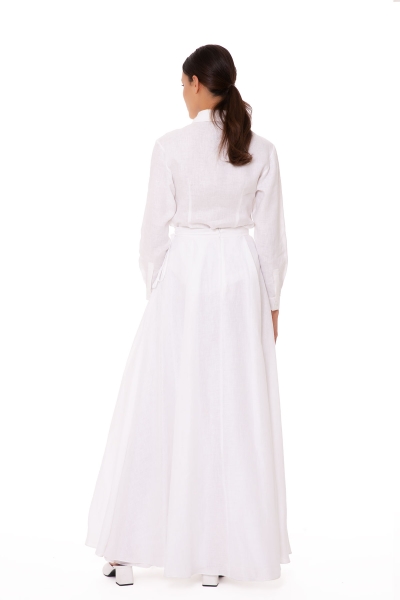 Gizia White Linen Long Skirt. 4