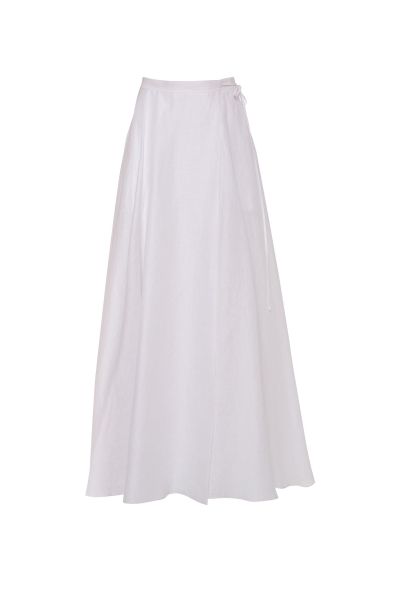 Gizia White Linen Long Skirt. 5