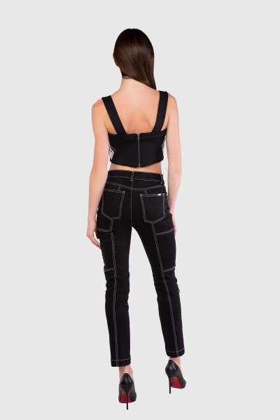 Gizia With Embroidery Detail Black Skinny Jean. 3