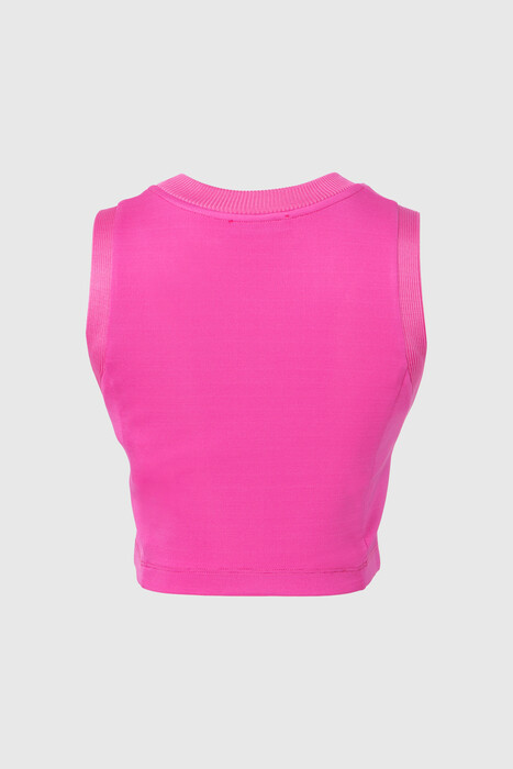 Gizia With Snaps Sleeveless And Embroidered Pink Crop Top. 1