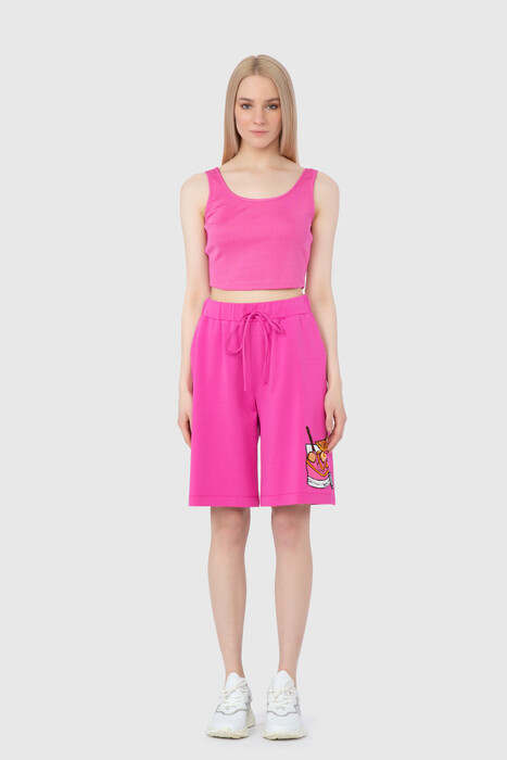 Gizia Embroidery Detailed Bermuda Pink Shorts. 1