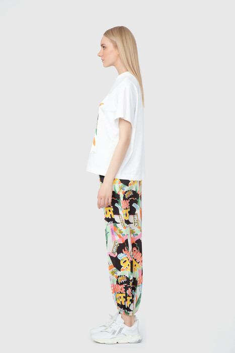 Gizia Print Detailed Knitwear Collar Ecru Tshirt. 2