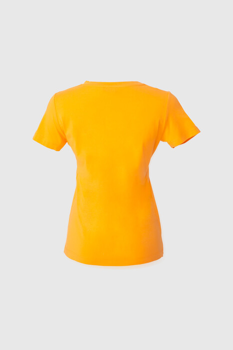 Gizia Embroidered Embroidery Detailed V-Neck Basic Orange Tshirt. 3