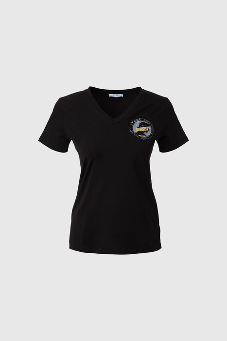 Gizia Embroidery Logo Detailed Black Tshirt. 1