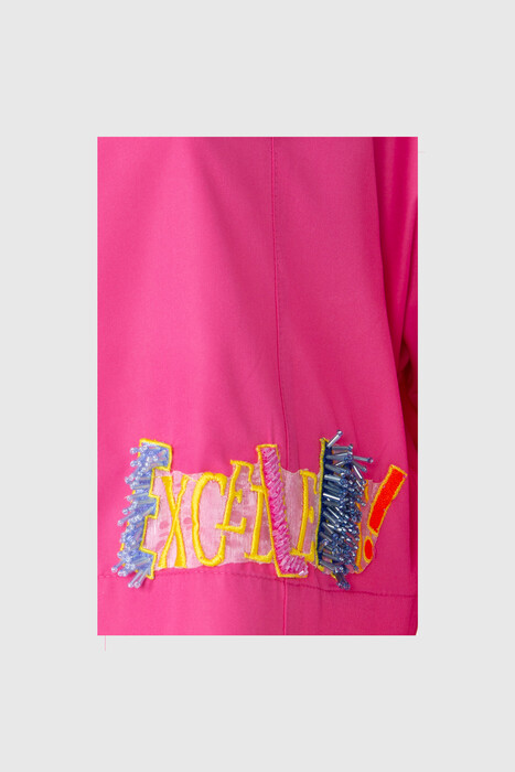Gizia Raincoat Embroidery Applique Detailed Crop Pink Sweatshirt. 2