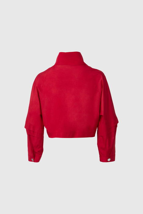 Gizia Raincoat Embroidery Applique Detailed Crop Red Sweatshirt. 2